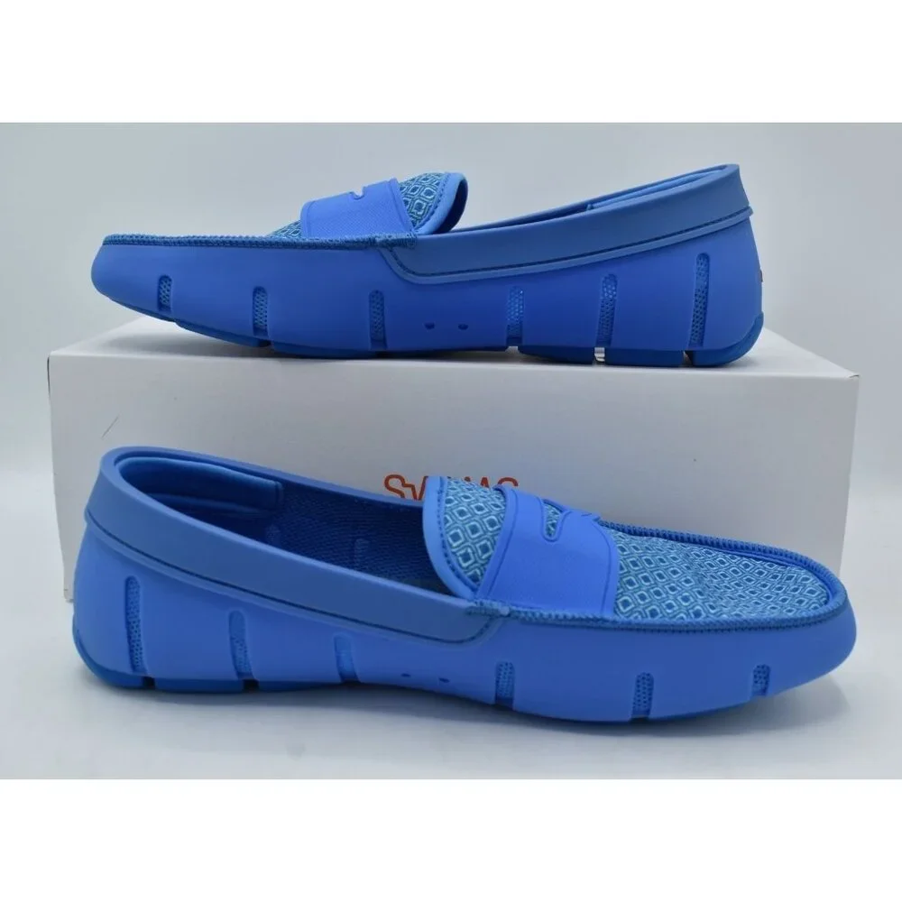 SWIMS Mens Size 12 Sail Blue Printed Penny‎ Loafers Slip On Shoes